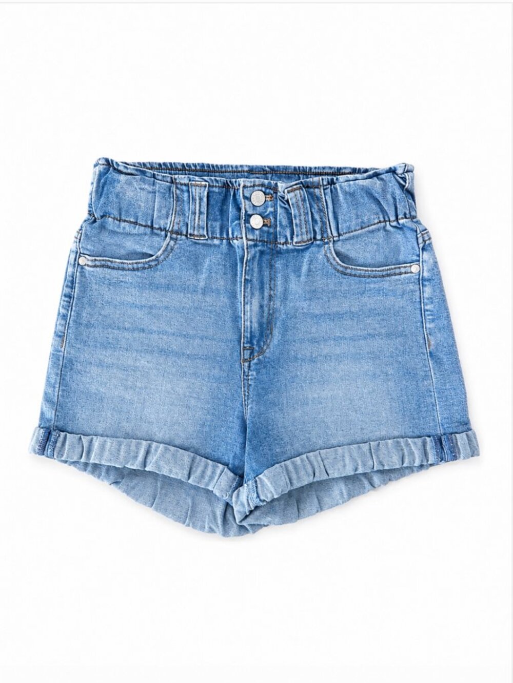 Guess Light Blue Denim Ruffle Hem Shorts Size 27